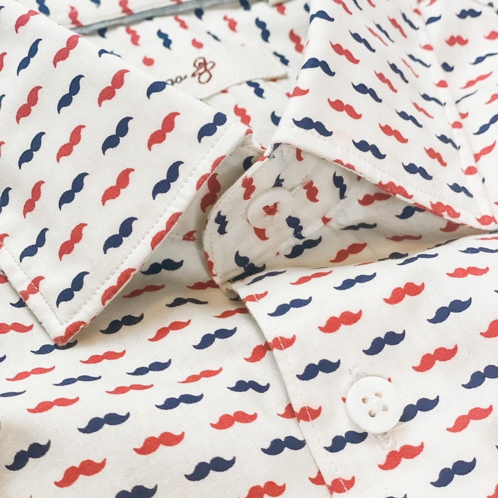 Mustache Print Long Sleeve Button-down Shirt